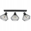 Stropné svietidlo Urban Cage – moderné čierne loftové osvetlenie s troma tienidlami