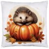 Jesenná obliečka na vankúš 40×40 – Ježko na tekvici v jesennom lístí