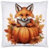 Jesenná obliečka na vankúš 40×40 – Líška na tekvici v jesenných farbách