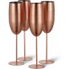 Sada 4 nerezových pohárov na šampanské – matný ružovo-zlatý dizajn 280 ml
