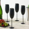 Sada 4 nerezových pohárov na šampanské – matný čierny dizajn 280 ml