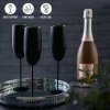 Sada 4 nerezových pohárov na šampanské – matný čierny dizajn 280 ml