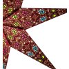 Detail vianočnej hviezdy 60 cm – bordovo-fialová s pestrofarebným vitrážnym vzorom