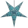 Vianočná hviezda 60 cm – tyrkysovo-zelená papierová dekorácia s vitrážnym vzorom, nesvietiaca verzia