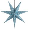 Vianočná hviezda 60 cm – tyrkysová papierová dekorácia s bielym vitrážnym vzorom, nesvietiaca verzia
