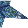 Detail vianočnej hviezdy 60 cm – modrý vitrážny vzor s bielymi a zelenými prvkami