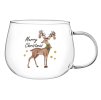 Vianočný sklenený hrnček s jeleňom a nápisom Merry Christmas – objem 430 ml
