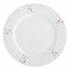 Porcelánový dezertný tanier Zimný lesk s reliéfnym vzorom svetra a zlatými vločkami – priemer 20 cm