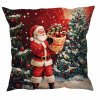 Vianočná obliečka so Santa Clausom, stromčekom a darčekmi – zimný motív 40x40 cm