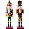 Vianoční luskáčikovia z dreva – kráľ a bubeník v zeleno-červenom prevedení so zlatými detailmi