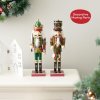 Vianoční luskáčikovia – kráľ a bubeník, sada 2 drevených dekorácií v tradičných farbách, 30 cm