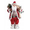 Vianočný Mikuláš so svetríkom a drevenými lyžami – tradičná dekorácia s darčekovým vreckom a kožušinovými detailmi, výška 60 cm