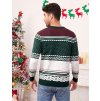 Zadný pohľad na zeleno-biely pánsky vianočný sveter so sobím a zimným vzorom