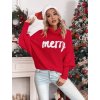 Dámsky vianočný sveter Merry s voľnými rukávmi a nápisom – ideálny na sviatočné chvíle a zimné večery