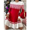 Elegantné dámske vianočné šaty s nórskym vzorom – červenobiela tunika ideálna na sviatky