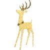 Zlato-biely LED jeleň 120 cm s jemným trblietavým povrchom