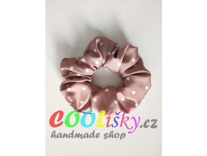 Saténová růžová puntík