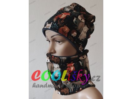 Jarní klučičí čepice s nákrčníkem zvířátka