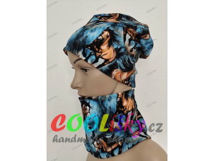 Dívčí čepice s nákrčníkem koni