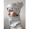Zimní holčičí čepice s nákrčníkem vločky šedá