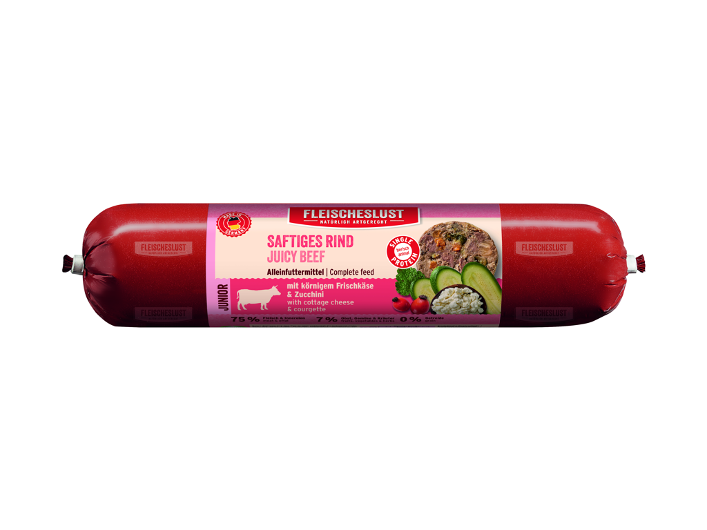 Junior juicy beef with cottage syr & courgette 400g