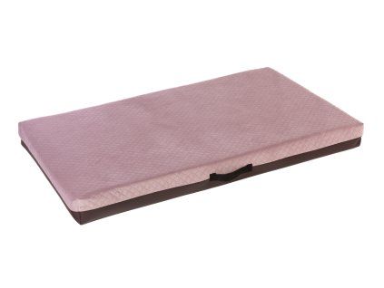 Bed - quilted velor in old pink/brown eco leather