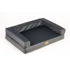 Orthopedic bed, high padded edge - gray eco leather