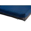 Bett – gestepptes Velours dunkelblau/schwarzes Öko-Leder