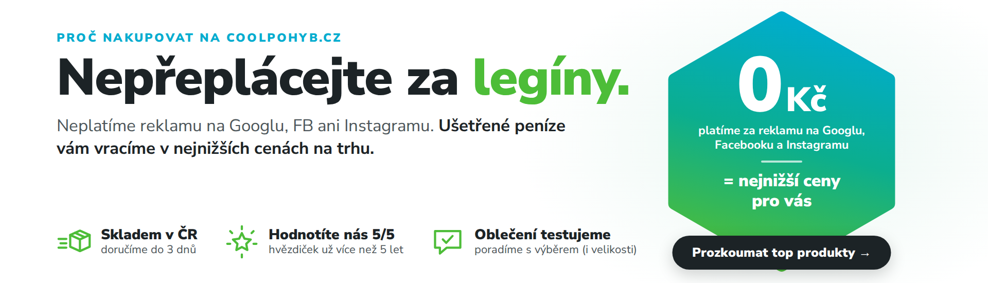 Banner proč nakupovat sportovní oblečení na CoolPohyb.cz