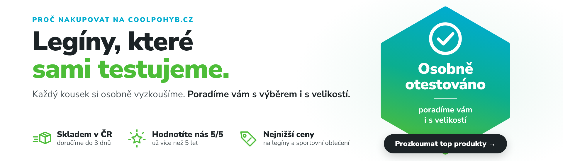 Banner proč nakupovat sportovní oblečení na CoolPohyb.cz