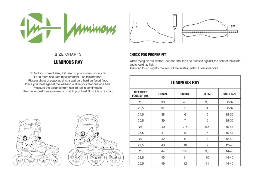 LumRay-SIZE-CHART-H