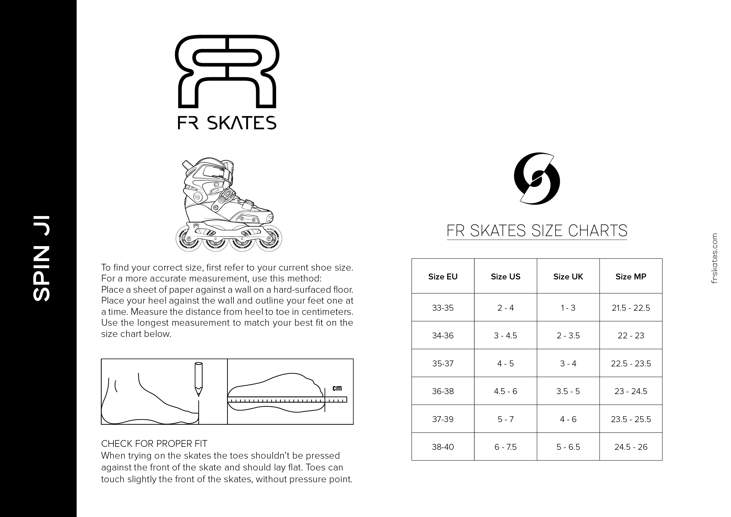 FR size charts