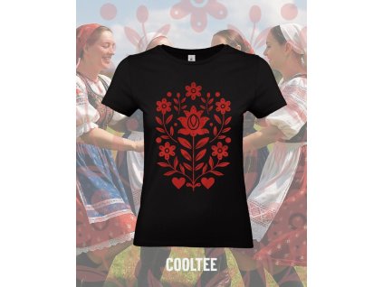 folklorne tricko damske 2 cierne cervene