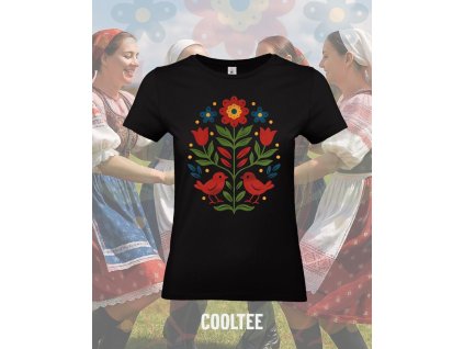 folklorne tricko damske 4 cierne farebna