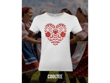 folklorne tricko damske 5 biele cervena