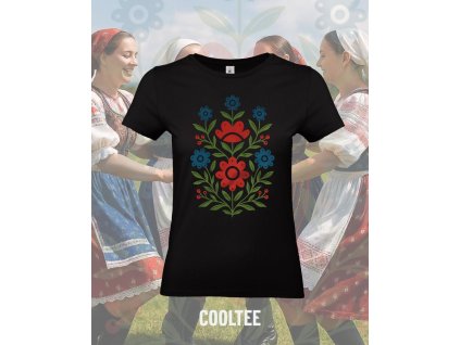 folklorne tricko damske 6 cierne farebna