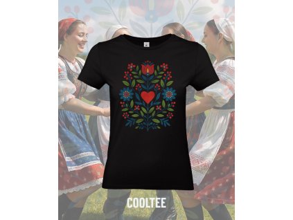 folklorne tricko damske 8 cierna