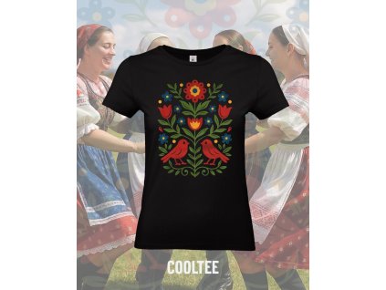 folklorne tricko 10 cierne farebna damske