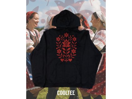 folklorna mikina unisex 2 cierna cervena