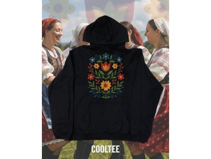 folklorna mikina unisex 3 cierna farebna