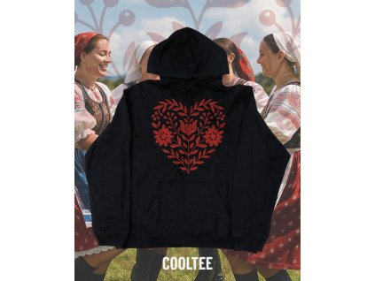 folklorna mikina unisex 5 cierna cervena