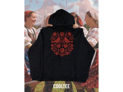 folklorna mikina unisex 7 cierna cervena