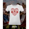 folklorne tricko damske 5 biele cervena
