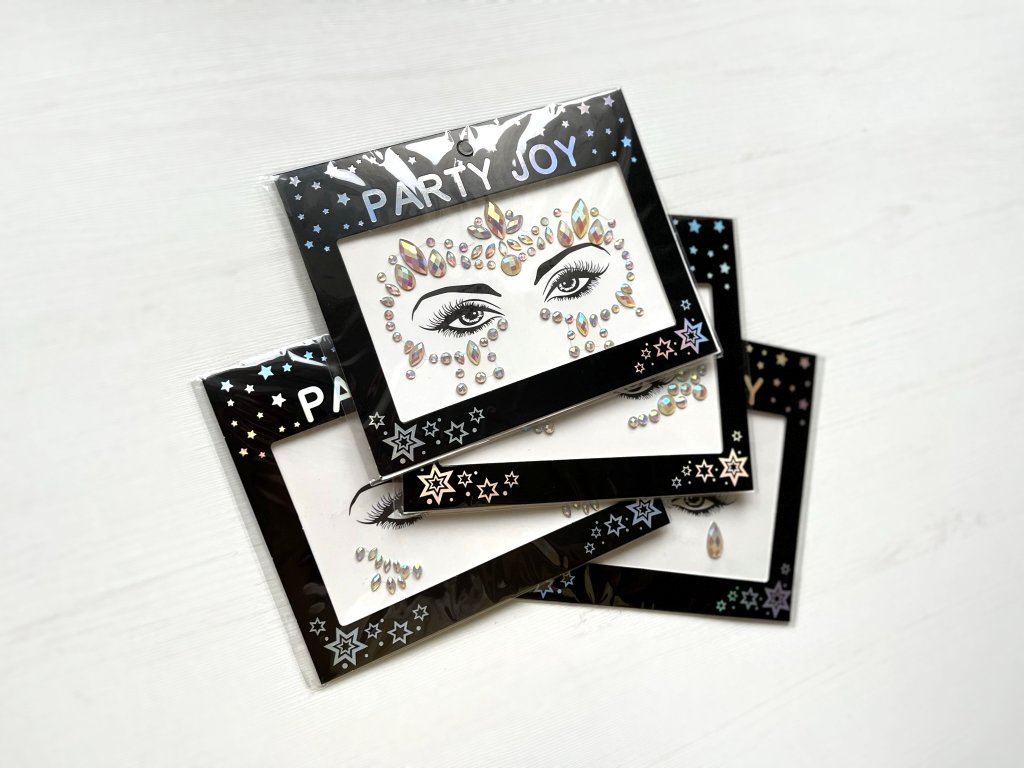 Party Joy - Samolepící kamínky na obličej svítící ve tmě