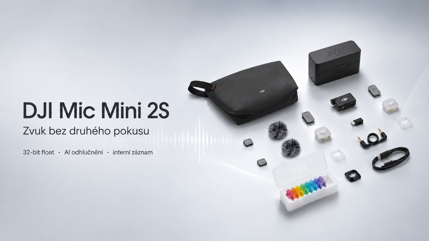 DJI Mic Mini 2S: 32bitový záznam, AI odhlučnění a až 40 hodin výdrže