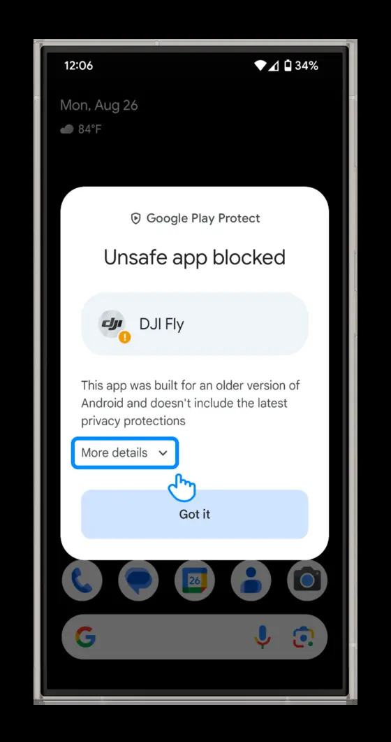 Povolení instalace aplikace DJI Fly na telefonu s Androidem