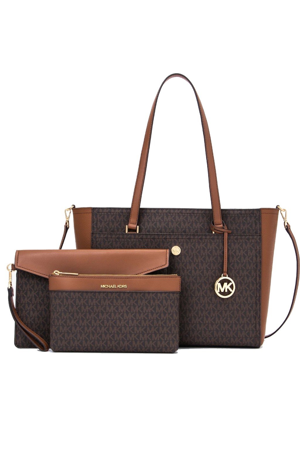 Set 3 kabelek Michael Kors - Maisie 3 v 1 - Tmavě hnědá - Monogram MK -  Prémiová Italská Móda - Freddy, Trussardi, Versace, Michael Kors, Karl  Lagerfeld