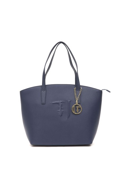 znackova kabelka trussardi jeans modra (5)