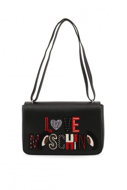 Moschino kabelka přes rameno s nasivkama cerna (5)