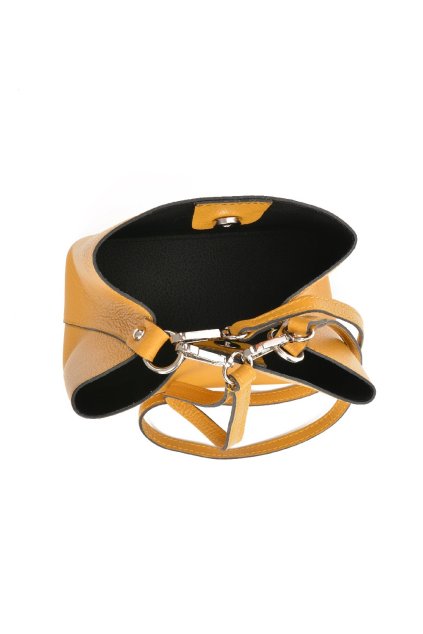 Mala kozena znackova kabelka bucket Mangotti Bucket bag replay raplh lauren guess zluta kuze mala crossbody kabelky dámske znackove kabelky male mall kabelky ikonicke kozene kabely made in italy prava kuze pytlik (5)